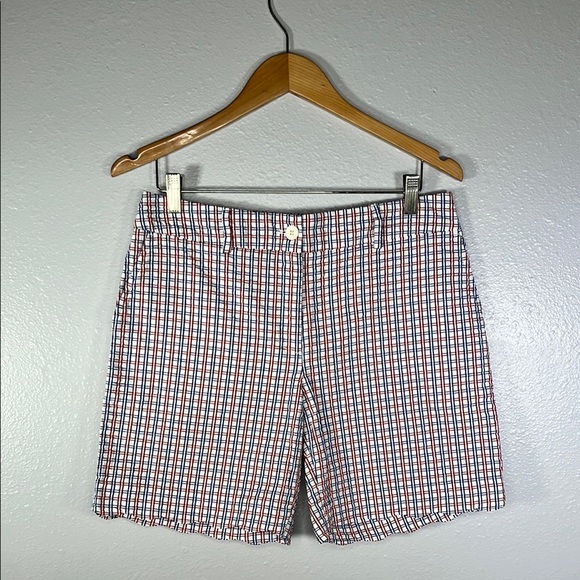 Red White Blue Checkered Cotton Shorts 6 | Americana Picnic coastal casual - Picture 1 of 9